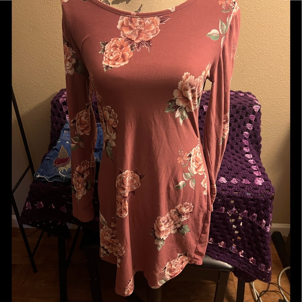 Laced Up Back Dress. Long Sleeve